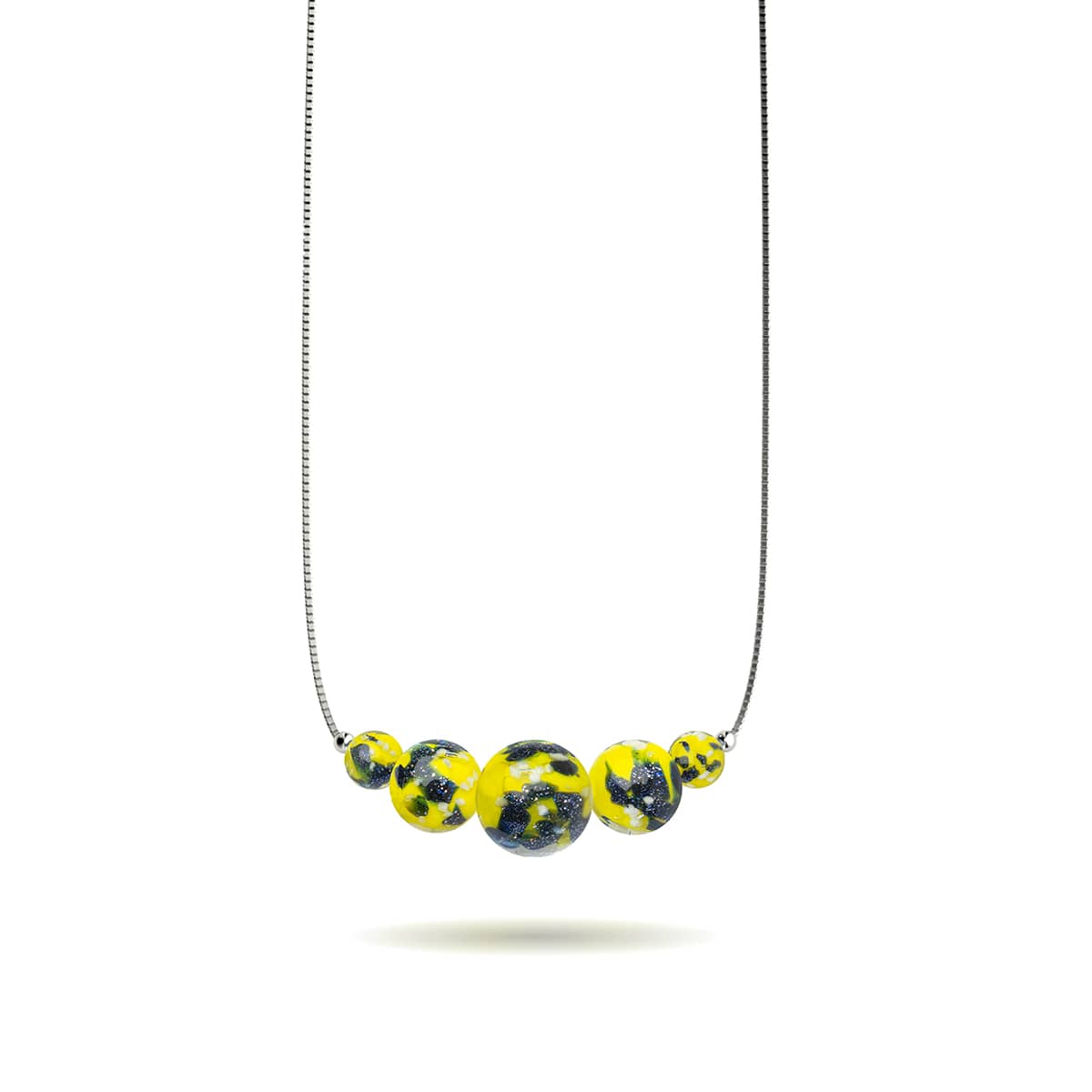 Blauer Limoncello | 925er Sterlingsilber | Glühwürmchen-Glas-Halskette mit Unendlichkeitsverschluss